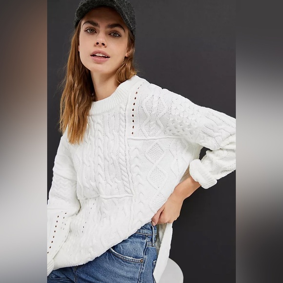Pilcro Sweaters - Anthropologie Pilcro Jasmine Cable-Knit Tunic Sweater Size XL Cream